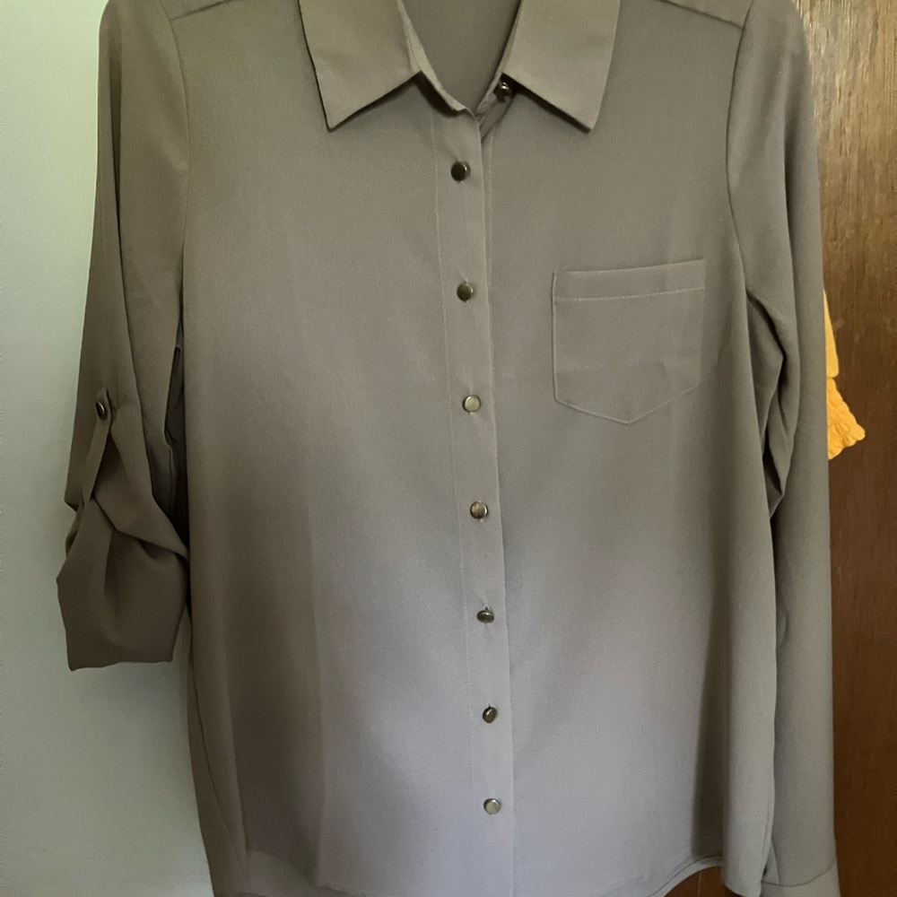 Body Central Charcoal Button-Down Shirt